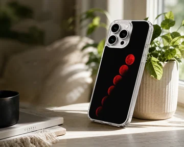 Blood moon sequence with surreal lunar imagery on phone case — Lifestyle