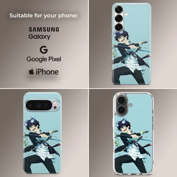 Blue Exorcist103 K with dynamic anime character on phone case — Collage