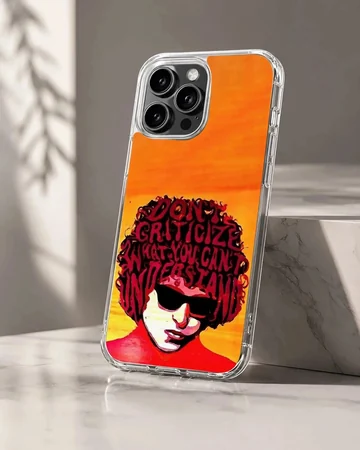 Bob Dylan artistic portrait with quote on phone case
