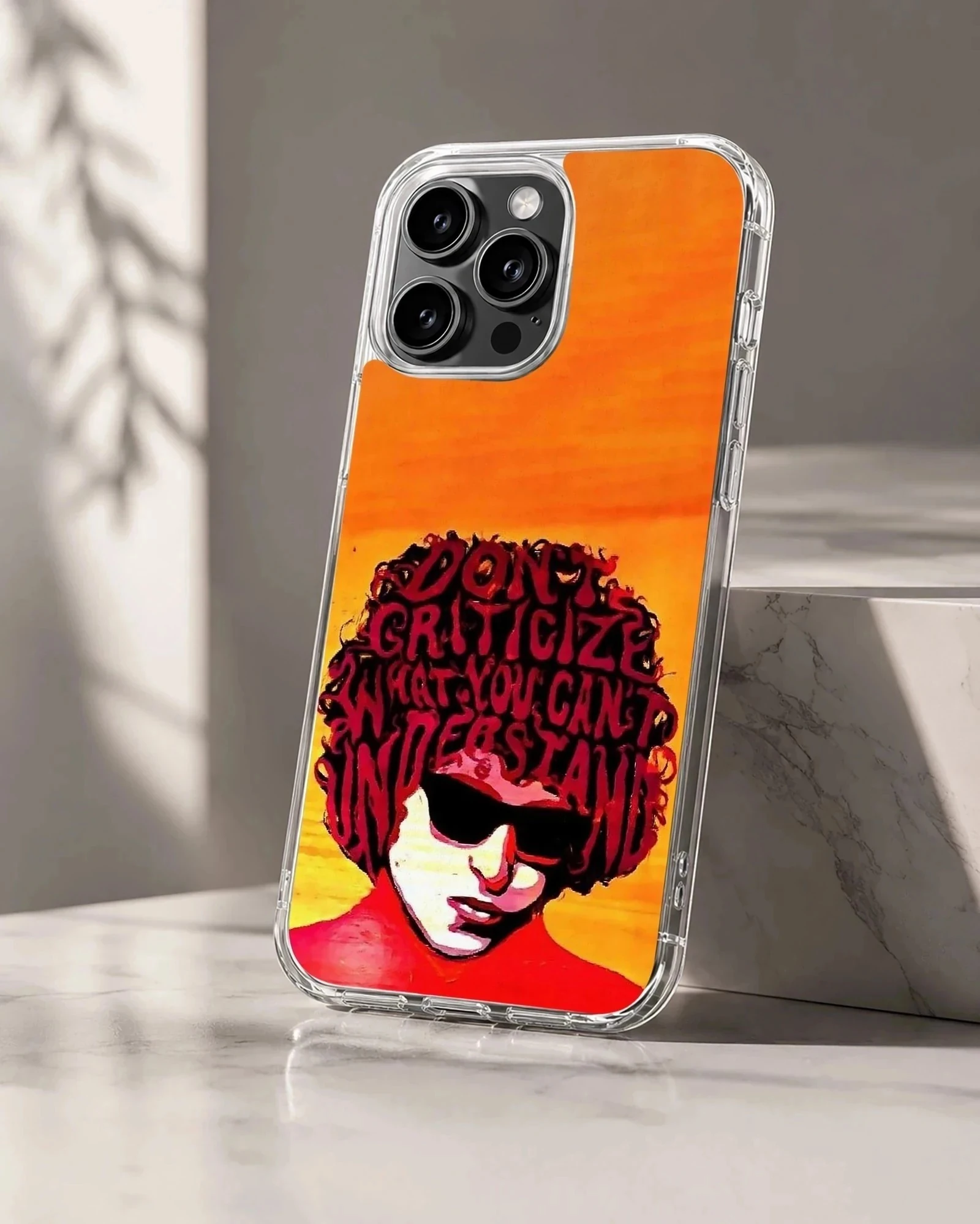 Bob Dylan artistic portrait with quote on phone case