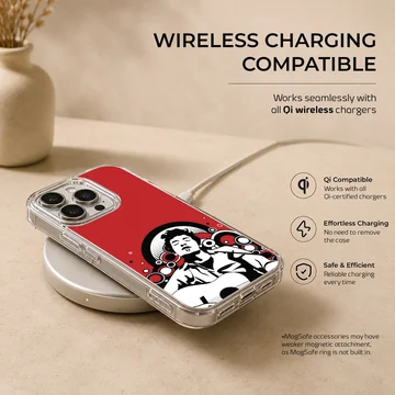 Illustration of Bob Dylan against a red background on a phone case — Charging