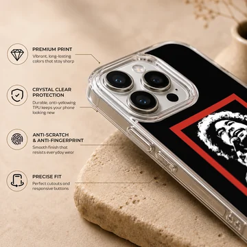 Bob Dylan portrait with bold typography on phone case — Info