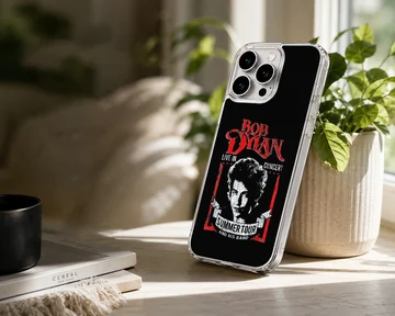 Bob Dylan tribute design featuring concert text, phone case — Lifestyle