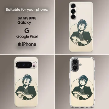 Nostalgic illustration of Bob Dylan on a phone case — Collage