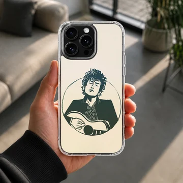 Nostalgic illustration of Bob Dylan on a phone case — Lifestyle