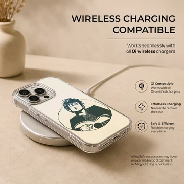 Nostalgic illustration of Bob Dylan on a phone case — Charging