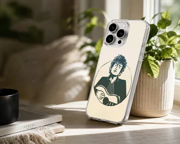 Nostalgic illustration of Bob Dylan on a phone case — Lifestyle