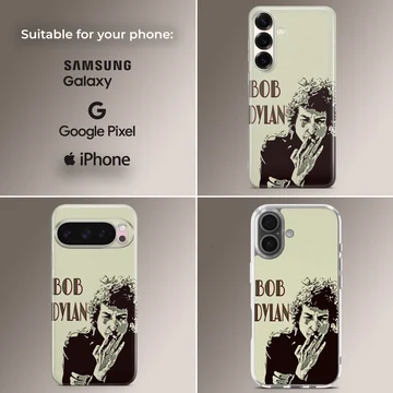 Bob Dylan digital illustration phone case with iconic artwork — Collage