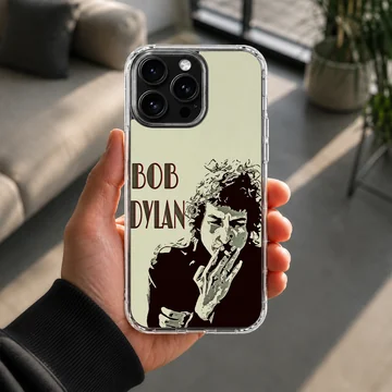 Bob Dylan digital illustration phone case with iconic artwork — Lifestyle