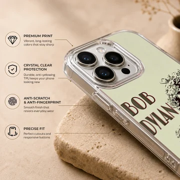 Bob Dylan digital illustration phone case with iconic artwork — Info