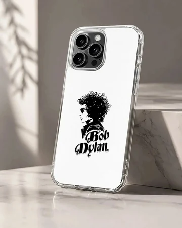 Bob Dylan minimalist graphic in black and white on phone case