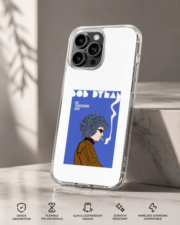 Bob Dylan retro digital illustration on phone case — Specs