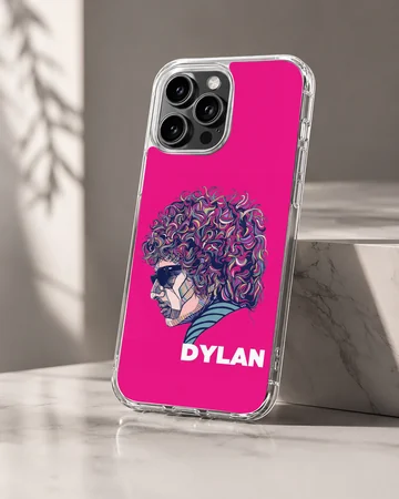 Digital illustration of Bob Dylan in vibrant colors on phone case — Hero
