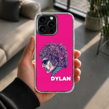 Digital illustration of Bob Dylan in vibrant colors on phone case — Lifestyle