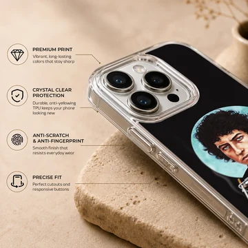 Bob Dylan portrait digital illustration on phone case — Info