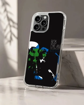 Bob Dylan tribute design on a phone case, featuring iconic imagery.