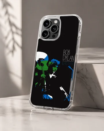 Bob Dylan tribute design on a phone case, featuring iconic imagery. — Hero