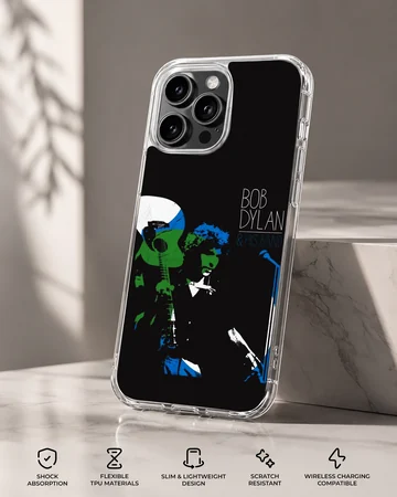 Bob Dylan tribute design on a phone case, featuring iconic imagery. — Specs