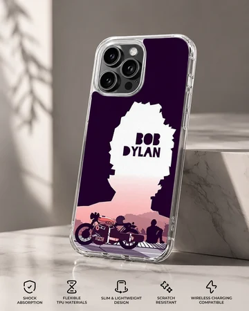 Bob Dylan tribute design in bold typography on phone case — Specs