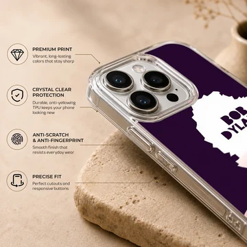 Bob Dylan tribute design in bold typography on phone case — Info
