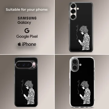 Bob Dylan black and white minimal typography phone case — Collage