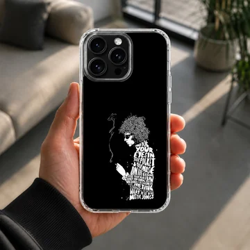 Bob Dylan black and white minimal typography phone case — Lifestyle