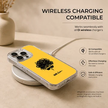 Iconic Bob Dylan tribute artwork on yellow phone case — Charging