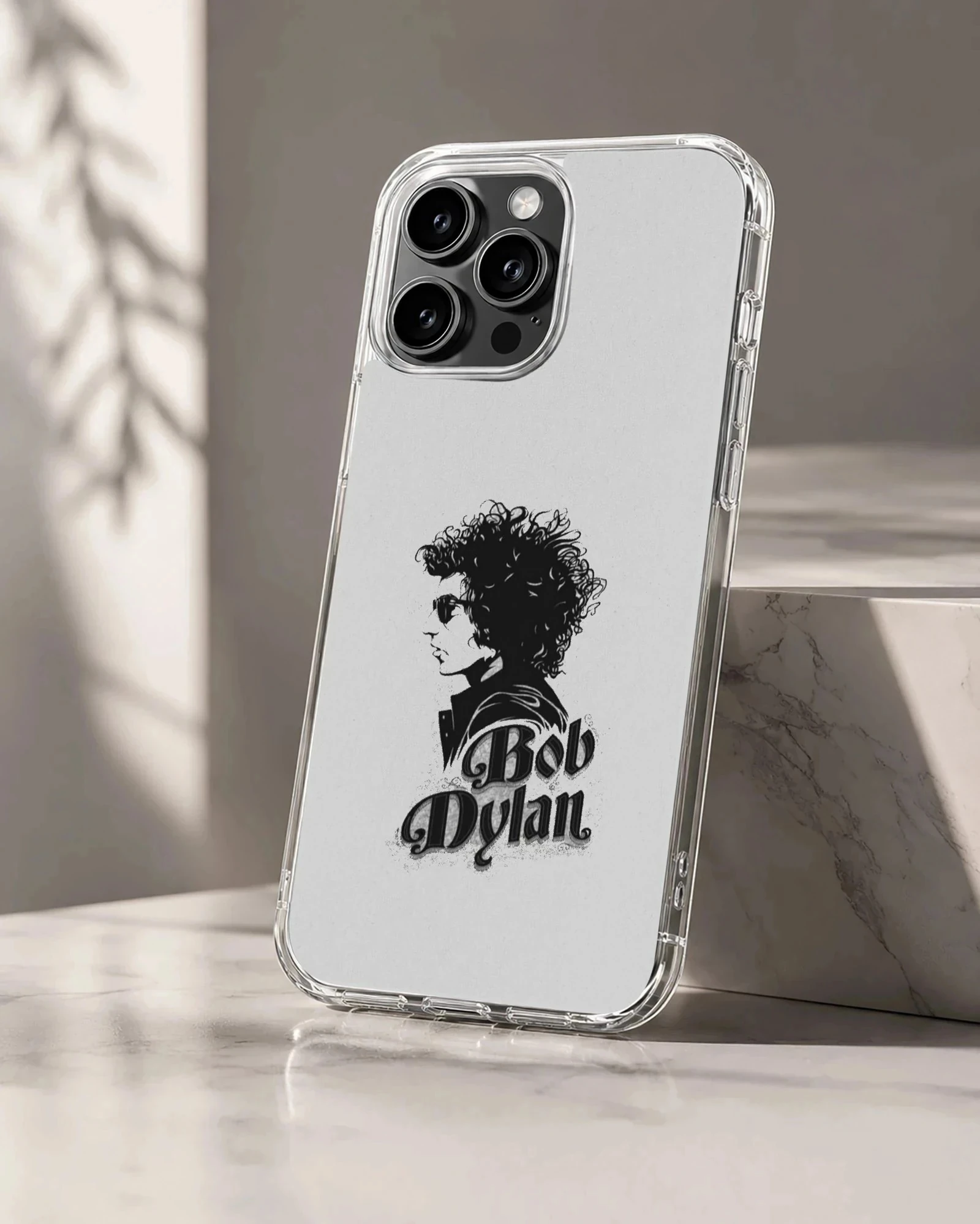 Phone case with bold typography featuring Bob Dylan imagery.