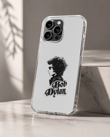 Phone case with bold typography featuring Bob Dylan imagery. — Hero