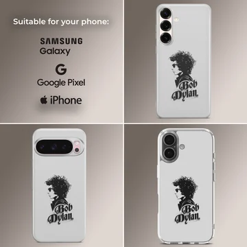Phone case with bold typography featuring Bob Dylan imagery. — Collage