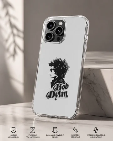 Phone case with bold typography featuring Bob Dylan imagery. — Specs