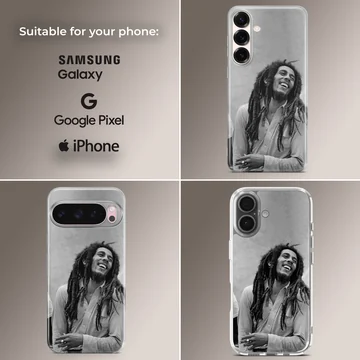 Bob Marley nostalgic black and white image on phone case — Collage