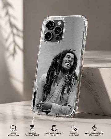 Bob Marley nostalgic black and white image on phone case — Specs