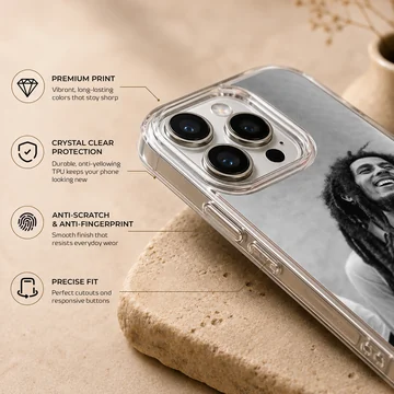 Bob Marley nostalgic black and white image on phone case — Info