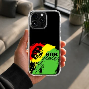 Bob Marley artwork with vibrant colors phone case — Lifestyle