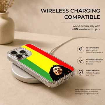 Bob Marley inspired artwork with vibrant reggae colors on phone case — Charging