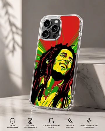 Vibrant Bob Marley design on phone case — Specs
