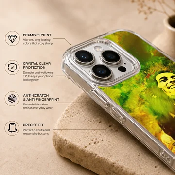 Colorful Bob Marley tribute artwork in digital illustration phone case — Info