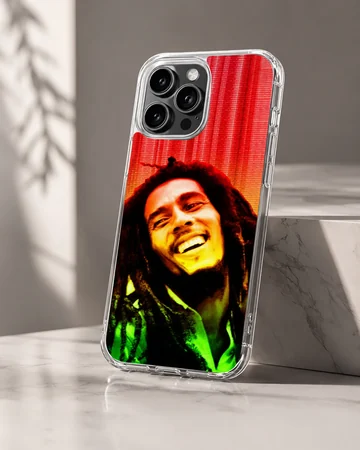Photographic portrait of Bob Marley on phone case — Hero