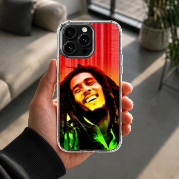 Photographic portrait of Bob Marley on phone case — Lifestyle