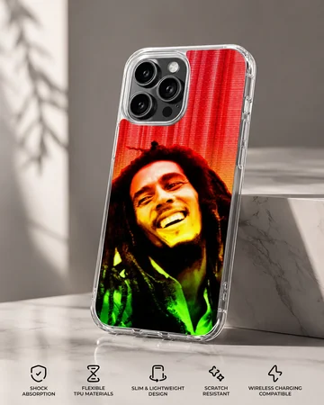 Photographic portrait of Bob Marley on phone case — Specs