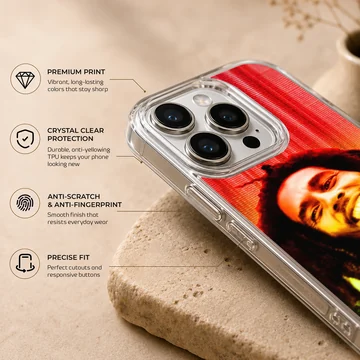 Photographic portrait of Bob Marley on phone case — Info
