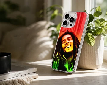Photographic portrait of Bob Marley on phone case — Lifestyle