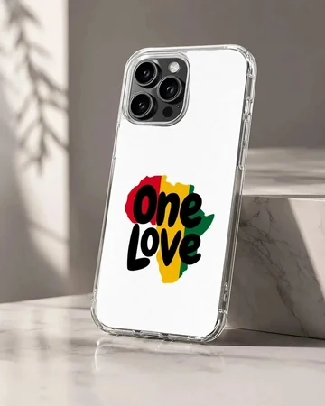 Bob Marley inspired phone case featuring One Love design.