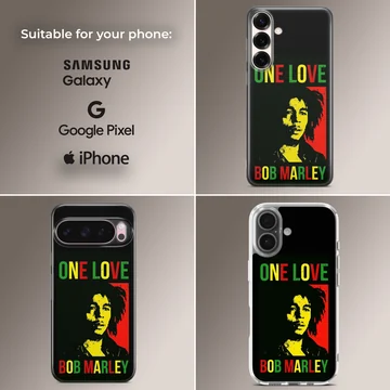 Bob Marley 'One Love' artwork on phone case — Collage