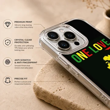 Bob Marley 'One Love' artwork on phone case — Info