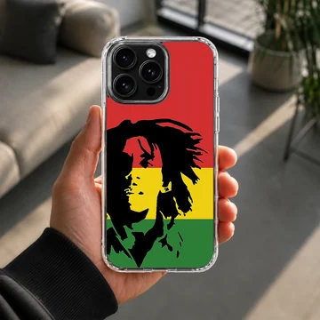 Bob Marley inspired art in red, green, yellow on phone case — Lifestyle