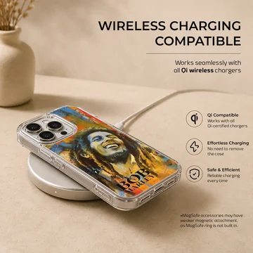 Vibrant Bob Marley digital illustration on phone case — Charging