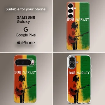 Bob Marley in vibrant colors on phone case — Collage