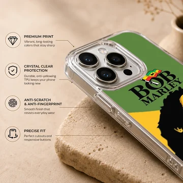 Bob Marley vibrant illustration on phone case — Info